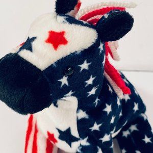 TY Lefty 2000 Red White Blue Stars Stripes Donkey Democrat Political Collectible